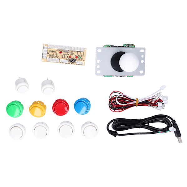 DIY Spelkonsol Kit Enkelt Elektropläterad Rocker LED-knappar Set för Arkadspelkonsol Enkelt Set Vit