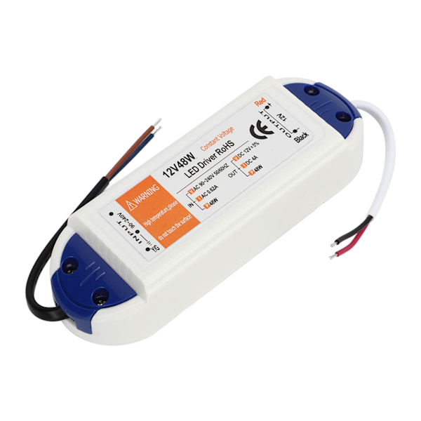 LED Strømforsyning 0.62A AC90‑240V til DC12V LED Strømtransformator Adapter LED Driver for Hjembelysning 4A 48W