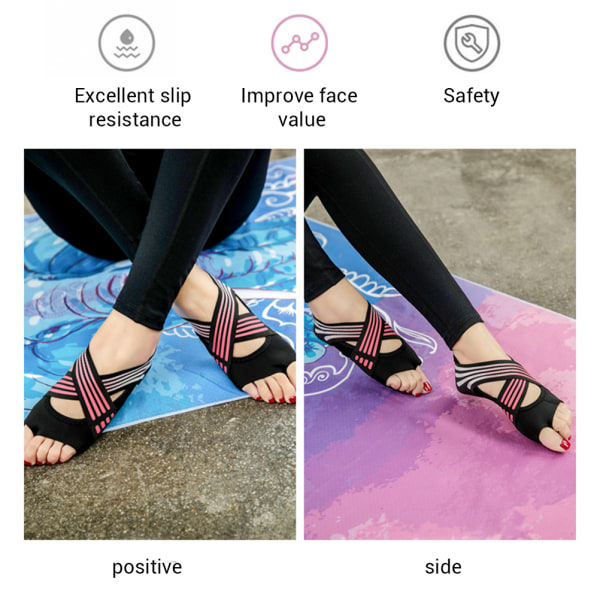 Yoga Sokker Kvinder Fem Tæer Finger Pilates Sko Fitness Cross Straps Indendørs Skridsikre Yoga Sokker