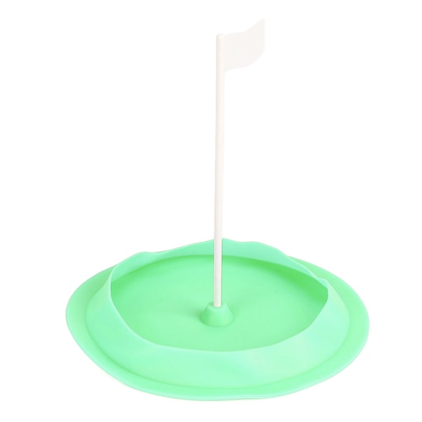 Golf Putting Hole Cup Silikon øvre kant Golftreningsverktøy med plastflagg for innendørs utendørs grønn