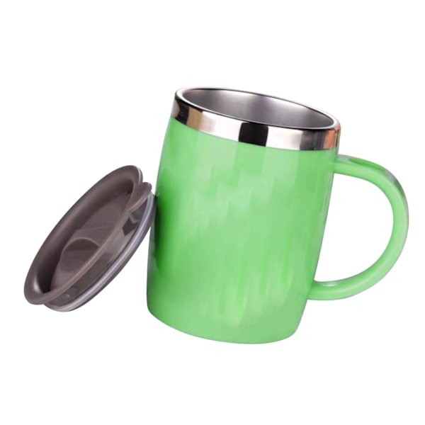304 Rostfritt stål Kaffe Mugg med Lock Söt Drop Resistent Dricka Mugg för Kontor Hem Grön 420ml