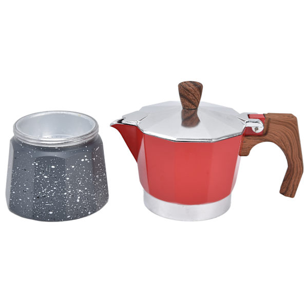 Kaffetillverkare för spishäll, åttakantig form, tjockbottnad kaffebryggare för camping, hushåll, kontor, 3 koppar