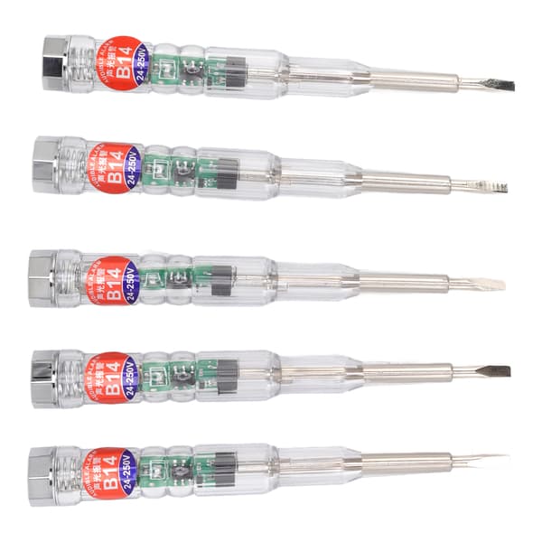 5 stk. elektrisk testerpen multifunktionel husholdningslommeformat med LED-farvelys