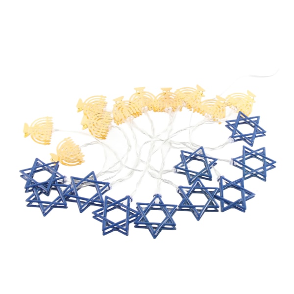 LED Hanukkah-lyssnor med sexkantede stjerneformede lys 3 meter 20 LED-dekorasjonslys