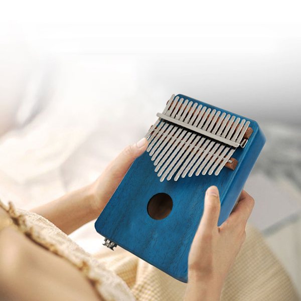 17 Keys Kalimba Mahogany EQ Thumb Piano Indbygget pickup med bæretaske - Rensdyr HornBlue