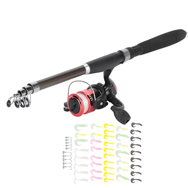Teleskopiskt fiskespö och rulle Combo Kit med Lure Outdoor Fishing Accessory med bärväska
