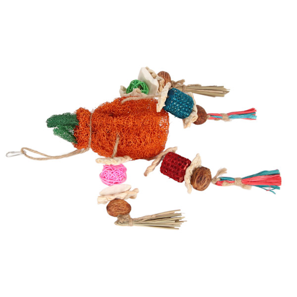 Papegojtuggleksaker för att lindra tristess, rengöra tänder, tuggfasta, säkra, hängande, färgglada, loofah, majs, fågel leksak