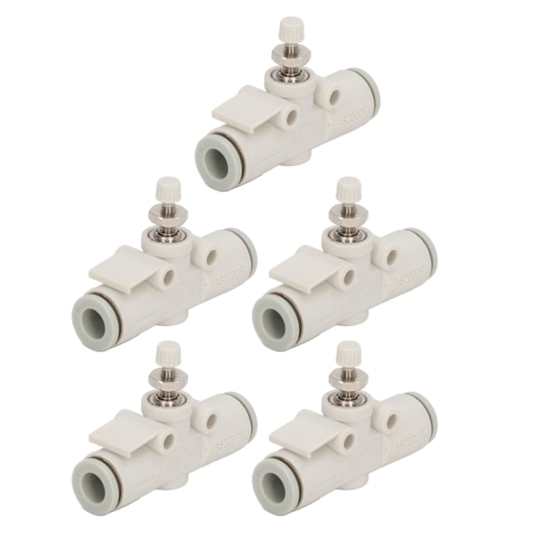 5 stk. rørspjældventil trykbestandig PVC In Line lige luftstrømsreguleringsfitting til 6 mm OD-rør