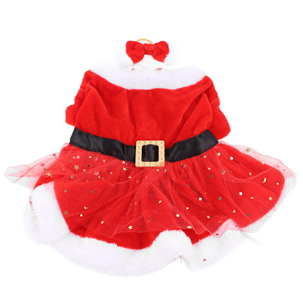 Jul Kostume til kæledyr - Sød Julemandshundekat Jul Tøj med Buehovedbeklædning til Juletemafest Cosplay L