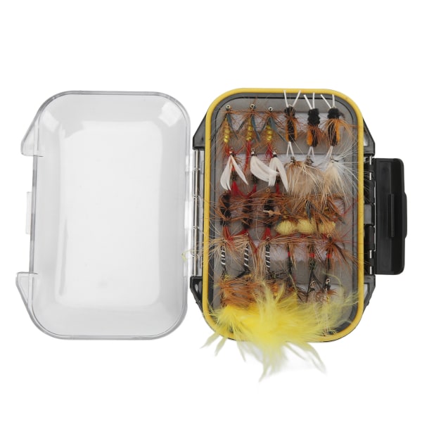 60 STK Fluefiskeri Lure Farverig Simulering Insect Bait Tackle Kit med gennemsigtig boks