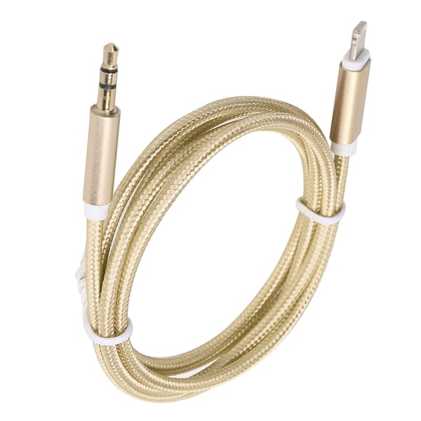 IOS 12 AUX Lydkabel 3.5mm Nylonflettet Adapter Gul