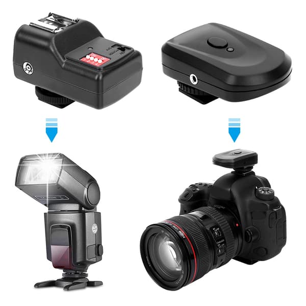 16 Kanal Trådløs Flash Trigger Sæt - 433MHz, 1 Sender, 3 Modtagere, 1 Synkroniseringskabel