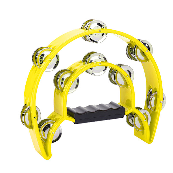 Double Row Jingles Handbell Tambourine Perkusjon Musikkinstrument (gul)