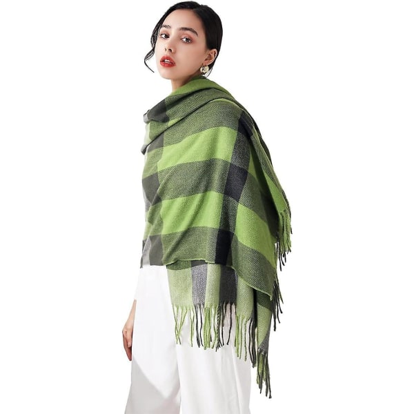 Elegant grøn Cashmere Pashmina tørklæde - Varmt og stilfuldt til efterårsvinter