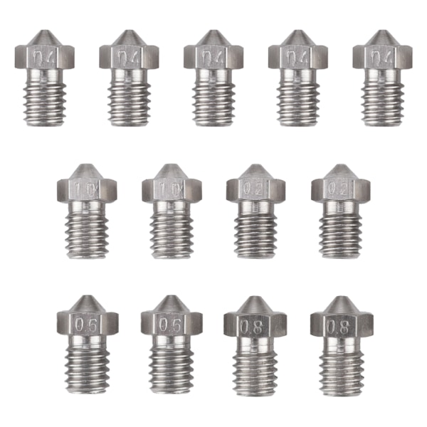 5 kpl 0,4 mm 2 kpl 0,2-0,6-0,8-1,0 mm tulostintarvikkeet E3D-V5/V6 ruostumattomasta teräksestä valmistettu suutin