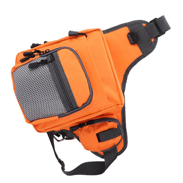 Polyester multifunktionel fiskegrej crossbody taske med justerbare skulderstropper (orange)