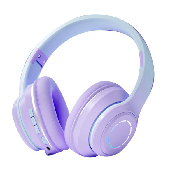 Trådlöst spelheadset Gradient BT5.2-anslutning Mjuka öronkuddar Färgglada lampor Spelheadset för stationär bärbar dator Lila