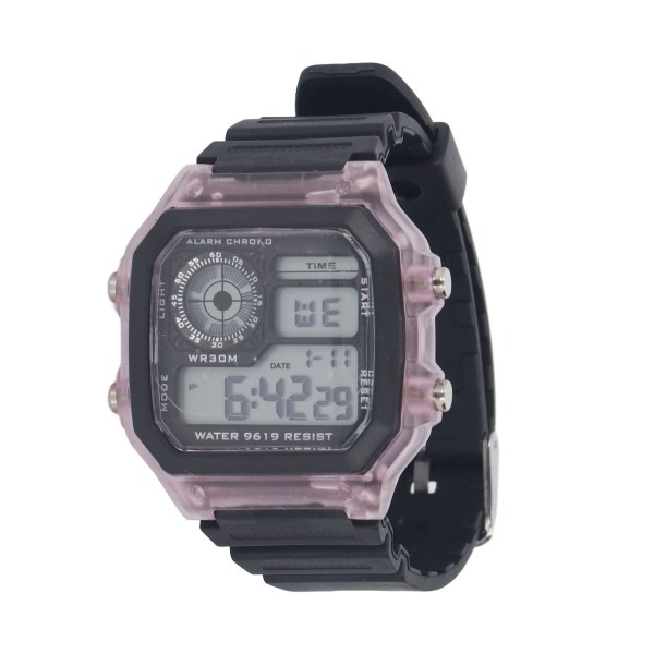 Elektroninen watch 12 24 tuntia vedenpitävä digitaalinen watch valaisevalla hälytysajoitustoiminnolla läpinäkyvä violetti