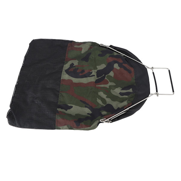 Fiskenet Taske Mesh Taske Rustfrit Stål Fjeder Nylon Camouflage Foldbar Stor Kapacitet Holdbar Oxford Klud Enhåndsbetjening til Fiskeri Dykning