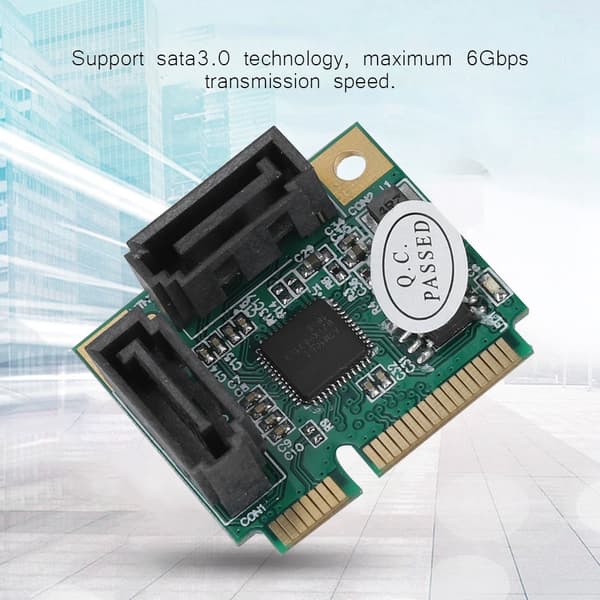 Mini 2-port PCI-e PCI til SATA 3.0 6 Gbps omformer harddiskutvidelseskort for Windows