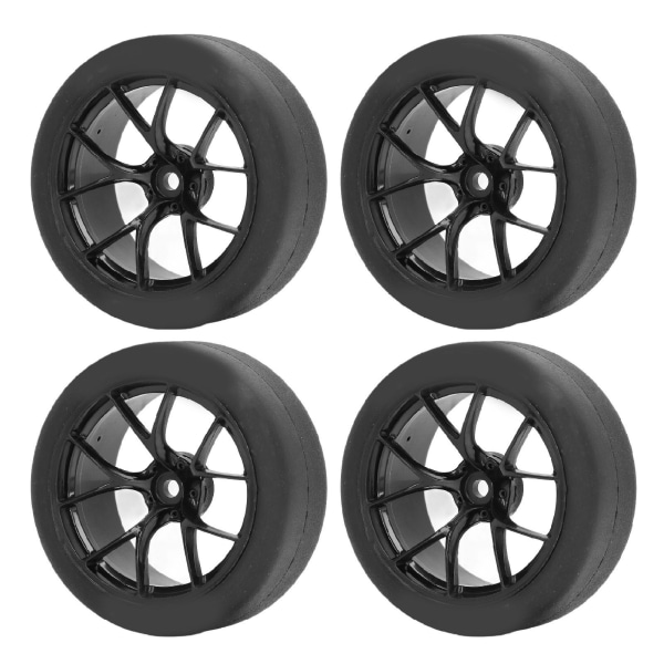 4 stk. 1/10 On Road Hjul Dæk Gummi Universal til TAMIYA TT01 XV01 RC Bil Type A Sort