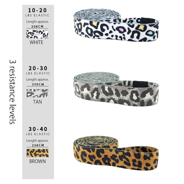 Resistenssinauha Leopard Printing -harjoitusnauha Joustavat nauhat jalkojen peppuun ja käsivarteen