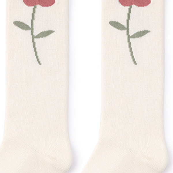 Bebisstrumpor med tecknad blomma, mjuka elastiska andningsbara strumpor för hemmet, storlek S (fotlängd 4,7 till 5,9 tum), ålder 1 till 3 år