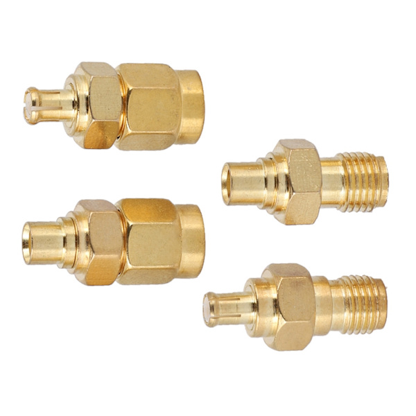 4 stk Nikkelbelagt messing MCX til SMA adapter 50ohm impedans for antenneradio