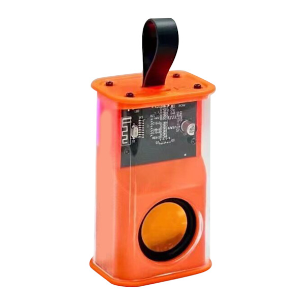 Kirkas Bluetooth kaiutin, läpinäkyvä case RGB Light Type C Kannettava langaton kaiutin silikoninauhalla Oranssin ulkomatkoille