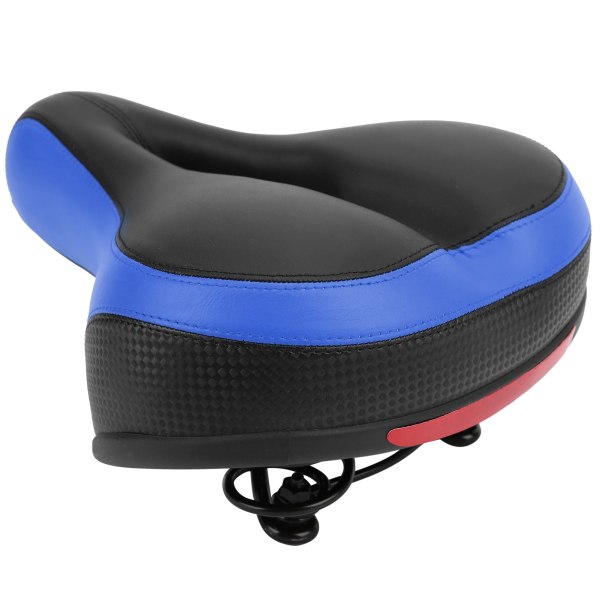 Bekväm Mountainbike Sadel i Mikrofiberläder med Ihåligt Utskuren Fjäder, Cykelsadel (Svart Blå)