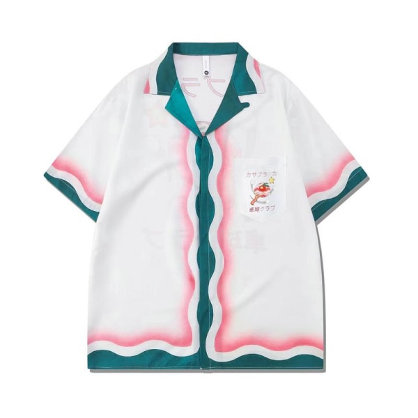 Stadium Print Casablanca Tennis Club lyhythihainen paita ja shortsit, unisex-malli kesään, rento hiphop-havaijityyli CA38 L