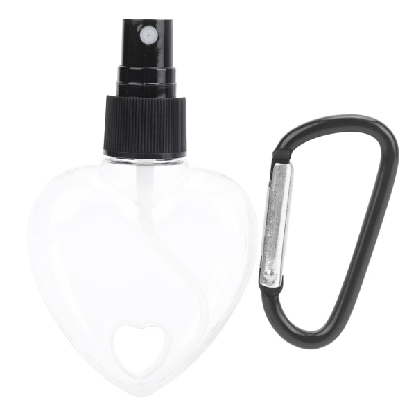 Reis Tom sprayflaske med nøkkelring 50 ml transparent hjerteform plastbeholdere Svart spraymunnstykke