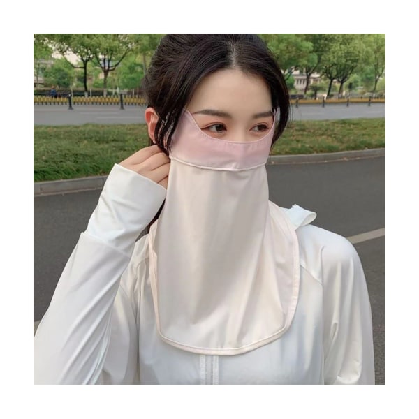 Face Neck Flap Cover Ice Floss UV Solbeskyttelse Åndbar Face Neck Veil for Summer Pink