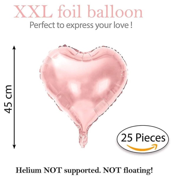 Rose gull hjerteballongbukett for romantisk valentinsdag, forlovelse og bryllupsdekorasjon