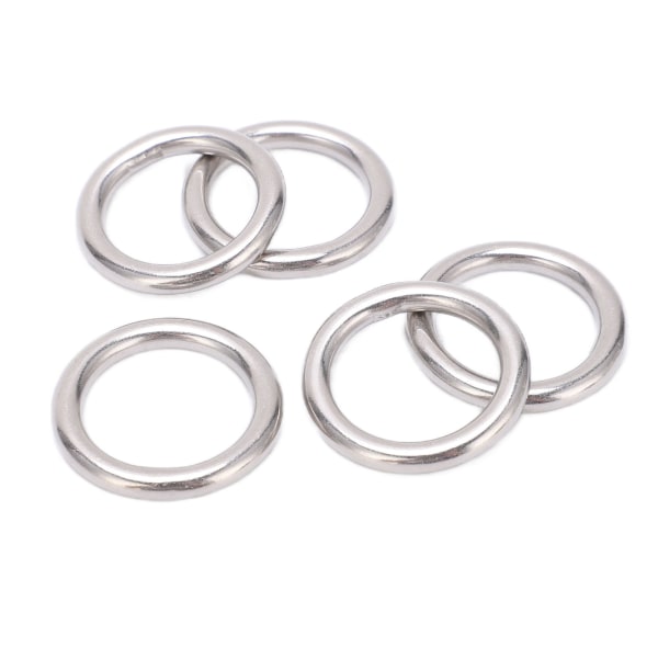 5 stk 304 rustfrit stål runde o-ringe Multi-purpose sømløs svejset metal o-ring til sejlads dykning 5x25 mm