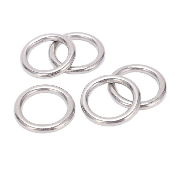 5 stk. 304 Rustfritt Stål Runde O-Ringer Flerbruks Sømløs Sveiset Metall O-Ring for Seiling Dykking 5x25mm