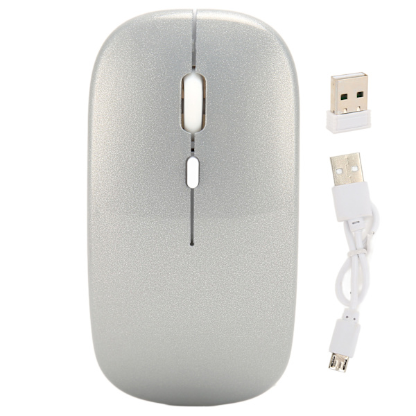 Langaton USB hiiri Ladattava hiljainen langaton tietokonehiiri työhön Opiskelu Vapaa-aika Hopea