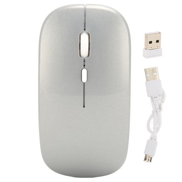 Trådløs USB-mus Genopladelig Støjsvag Trådløs Computermus til Arbejde Studie Fritid Sølv