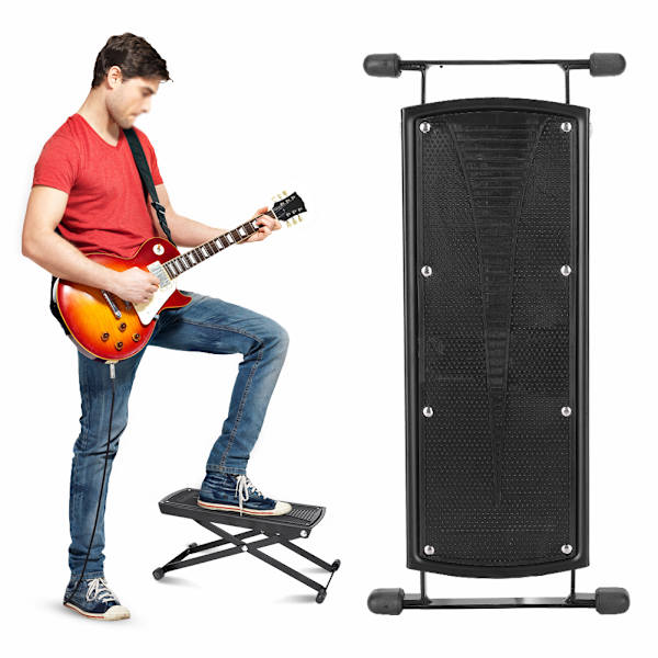 Gitarr Fotstöd Bärbar Klassisk Multi Block Justerbar och Pedal Fottyp Hylla (svart)