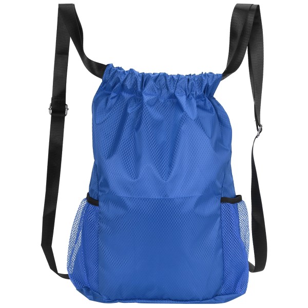 Kiristysnyörillinen tasku Kaksinkertainen olkapääreppu Paksutettu vedenpitävä matkasäilytyslaukku Royal Blue