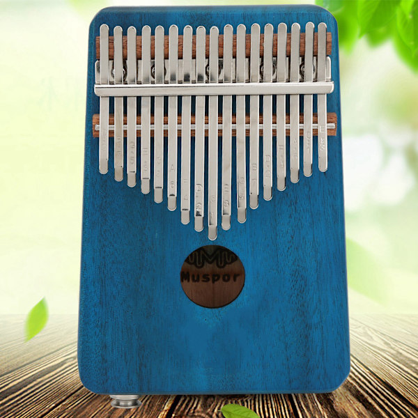 17 Keys Kalimba Mahagony EQ Thumb Piano Sisäänrakennettu pick-up kantolaukulla - Poro HornBlue