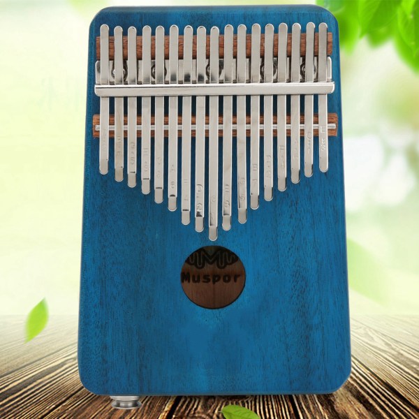 17 Keys Kalimba Mahogany EQ Thumb Piano Indbygget pickup med bæretaske - Rensdyr HornBlue