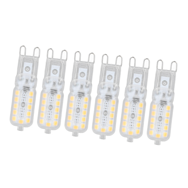 6 kpl G9 LED-lamppua 5W läpinäkyvä kansi 22LED himmennettävä G9-lamppu kattovalaisimeen seinävalaisimeen pöytävalaisimeen valkoinen valo 220-240V