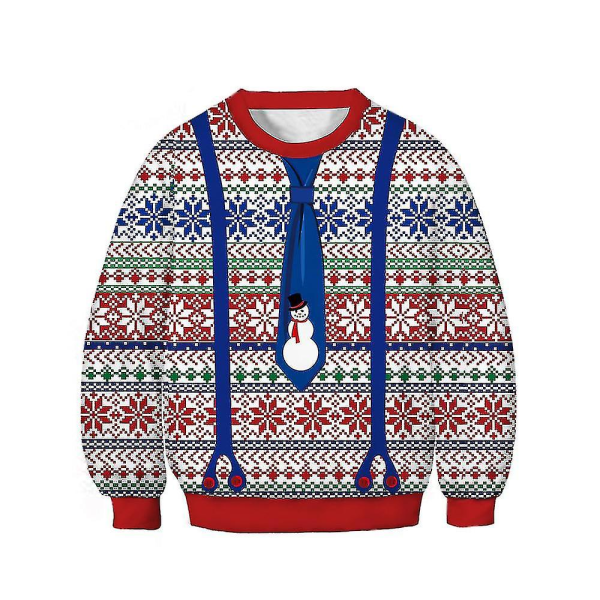 Barn Pojke Flicka Print Pullover Sweatshirt Ugly Sweater Jumper Top C 7-8 Years