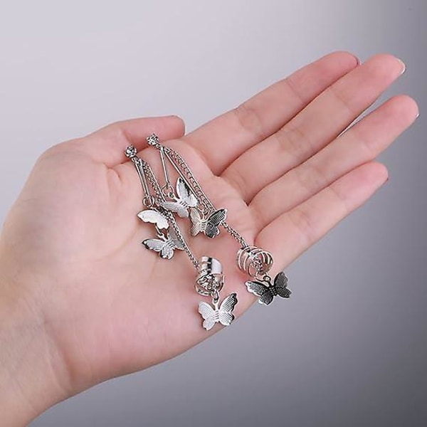 Kvinners mansjettkjede kvast øredobber - Butterfly Charm smykker
