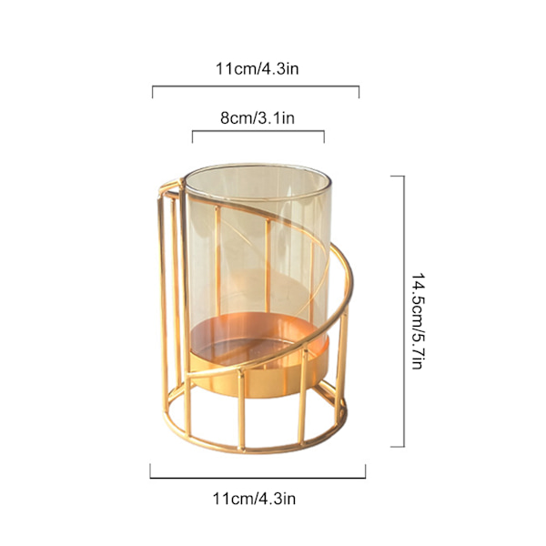 11x14,5 cm Vas Guld Genomskinligt Glas Dekorativ Robust Blomvas För Bröllop Konstnärlig