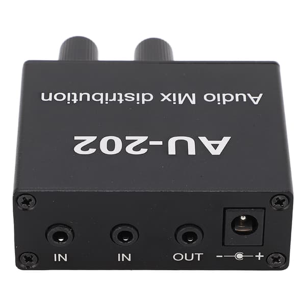 Mini Audio Distributionsmixer 2 ind 2 ud Stereo Forstærker Distributør med Strømadapter 100‑240V EU-stik