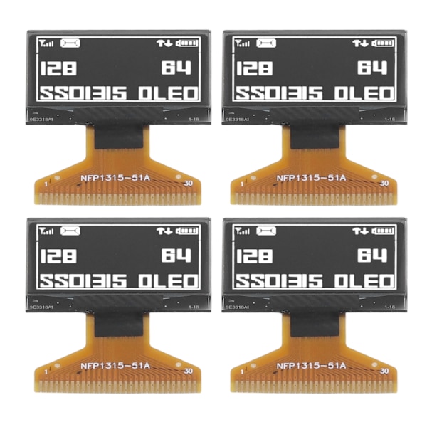 4 st LCD-skärmmodul tunn plastfilm 128 x 64 liten 30PIN-skärmmodul 0,96 tum vit visning
