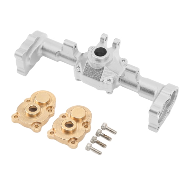 CNC-taka-akselin kotelo FMS:lle FCX24 1/24 RC-autolle - Korottaa ja leveämmän taka-akselin kotelon messinkihammaspyörän kannella ja ruuveilla (hopea)