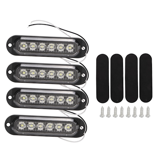 4 stk. Lastvogns Sidelys Høj Lysstyrke 90LM IP65 Vandafvisende 6 LED'er Lastvogns Nødlys 12‑24V Hvid